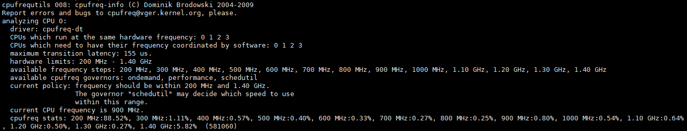 cpufreq-info CPU 0번 코어 정보