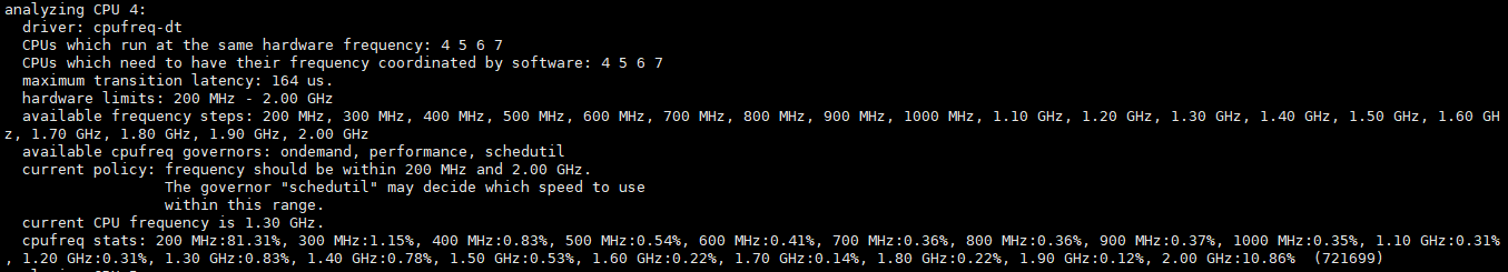 cpufreq-info CPU 4번 코어 정보